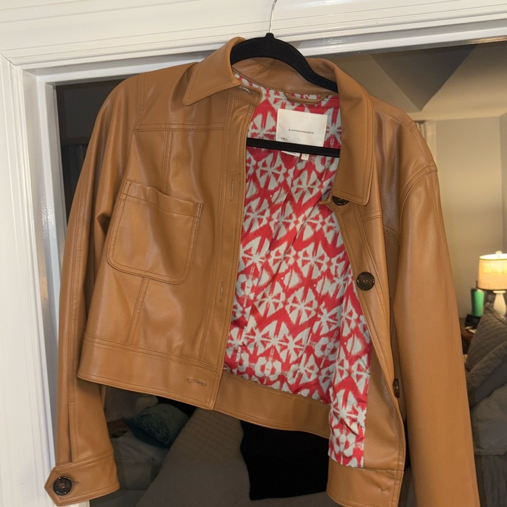 Anthropologie Tan Vegan Leather Jacket